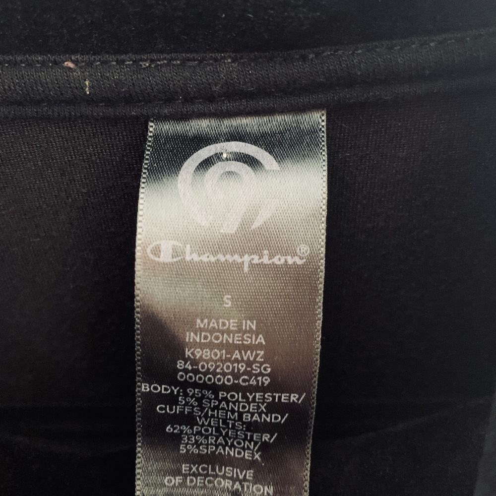 Champion Black Velvet Sweatshirt Womens Small 1/4 Zip Whimsygoth Velour - Picture 2 of 10